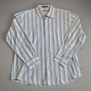 Alan Flusser Striped Men's Dress Shirt 100% Cotton Size XL